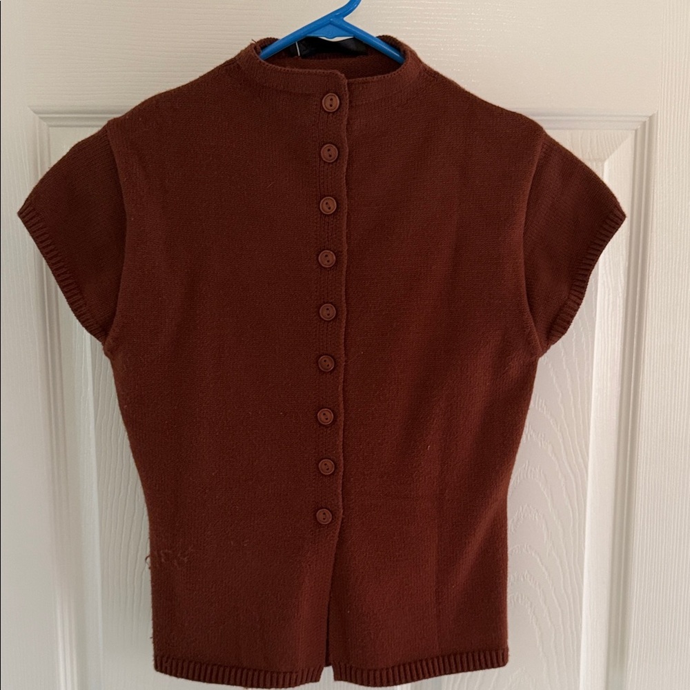 Zara Brown Button-Back Knit Top vest